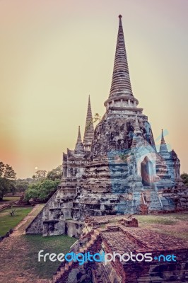 Vintage Wat Phra Si Sanphet, Thailand Stock Photo