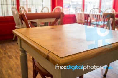 Vintage Wooden Kitchen Table And Chair Stock Photo