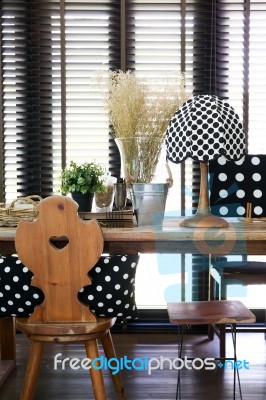 Vintage Wooden Table And Chair Stock Photo