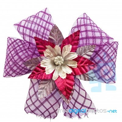 Violet Bow With Flower Stock Photo