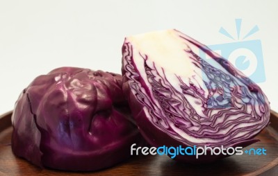 Violet Cabbage  On White Background Stock Photo