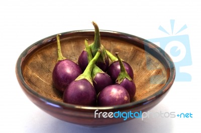 Violet Eggplant On White Background Stock Photo