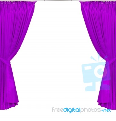 Violet Or Magenta Curtains On White Background Stock Photo