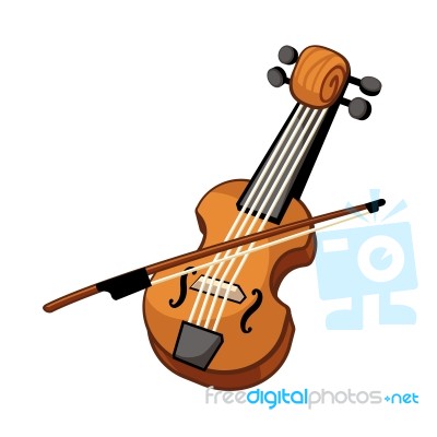 Violin Cartoon Style Stock Image