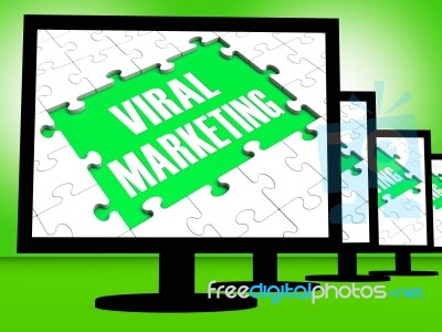 Viral Marketing On Monitors Showing Communities Advertisement Stock Image