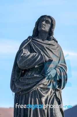 Virgin Mary Statue On Charles Bridge In Prague Stock Photo