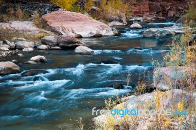 Virgin River In Autumn Stock Photo