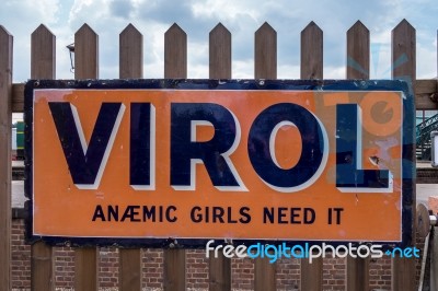 Virol Sign At Sheffield Park Station Stock Photo