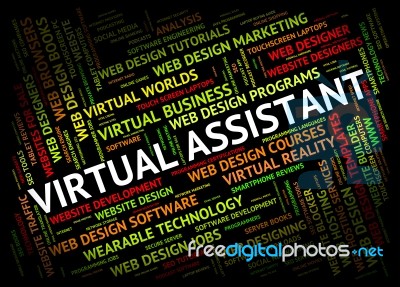 Virtual Assistant Indicating Contract Out And Freelance Stock Image