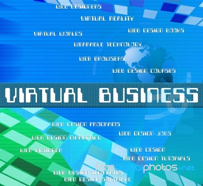 Virtual Business Represents Contract Out And Biz Stock Image