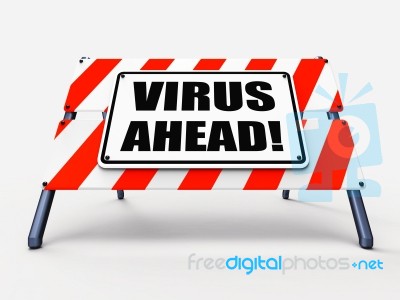 Virus Ahead Indicates Viruses And Future Malicious Damage Stock Image