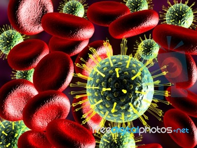 Virus And Blood Cells  Stock Image