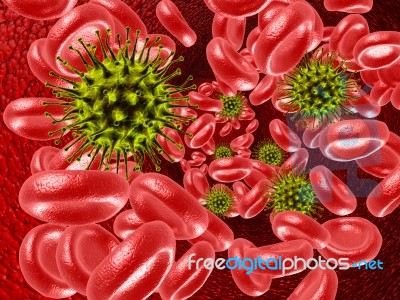 Virus Cell And Blood Cell  Stock Image