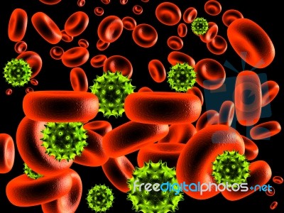 Virus Cell And Blood Cell  Stock Image