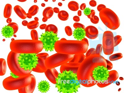 Virus Cell And Blood Cell  Stock Image