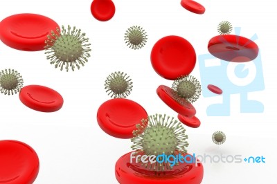 Virus Cell And Blood Human Circulatory System Stock Image