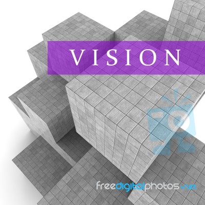 Vision Blocks Means Commercial Mission 3d Rendering Stock Image