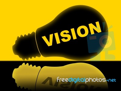 Vision Lightbulb Indicates Plans Plan And Target Stock Image