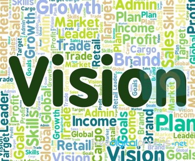 Vision Word Indicates Goal Goals And Wordclouds Stock Image