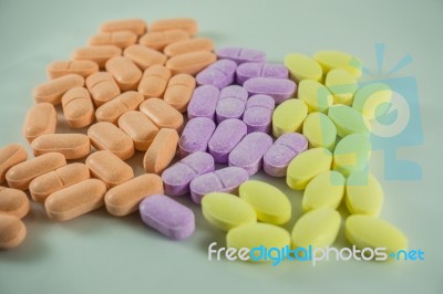 Vitamin C Tablets. Selective Focus Stock Photo