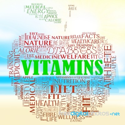 Vitamins Apple Represents Nutritional Supplements And Health Stock Image