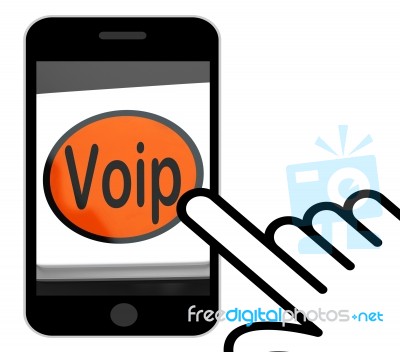 Voip Button Displays Voice Over Internet Protocol Or Broadband T… Stock Image