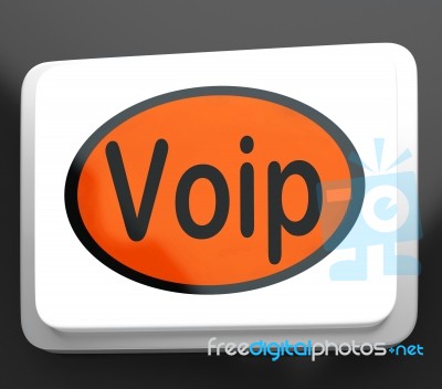 Voip Button Means Voice Over Internet Protocol Or Broadband Tele… Stock Image