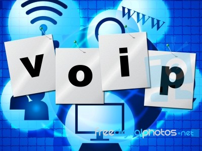 Voip Communication Shows Voice Over Broadband And Chat Stock Image