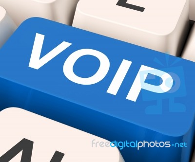 Voip Key Means Voice Over Internet Protocol Stock Image