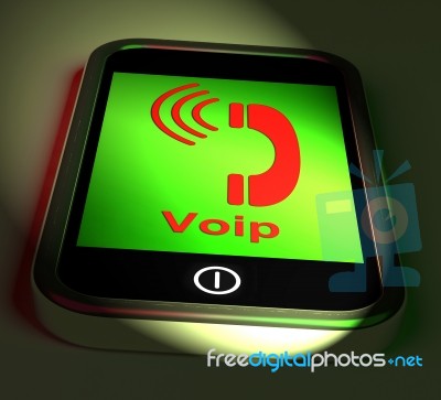 Voip On Phone Shows Voice Over Internet Protocol And Ip Telephon… Stock Image