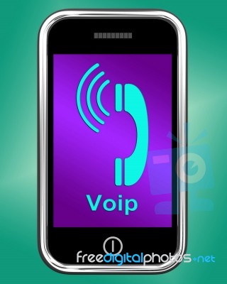 Voip On Phone Shows Voice Over Internet Protocol Or Ip Telephony… Stock Image