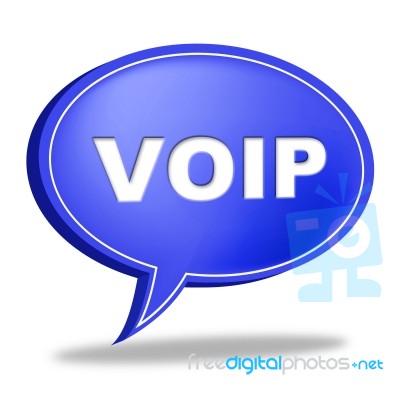 Voip Speech Bubble Means Voice Over Broadband And Online Stock Image