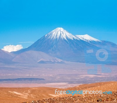 Volcanoes Licancabur And Juriques, Atacama, Chile Stock Photo