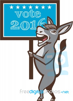 Vote 2016 Democrat Donkey Mascot Cartoon Stock Image