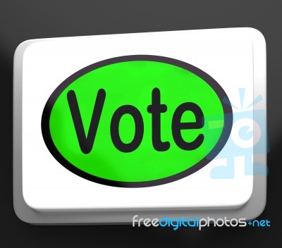 Vote Button Shows Options Voting Or Choice Stock Image