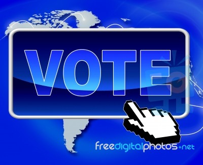 Vote Button Shows World Wide Web And Net Stock Image