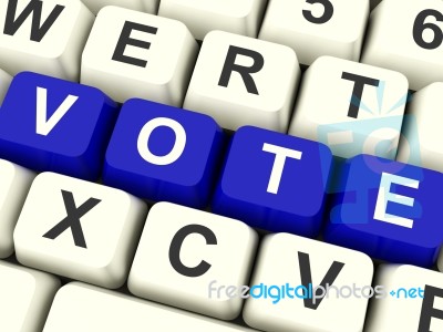 Vote Computer Keys In Blue  Stock Image