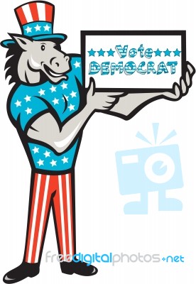 Vote Democrat Donkey Mascot Standing Cartoon Stock Image