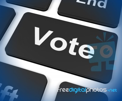 Vote Key Shows Options Voting Or Choice Stock Image