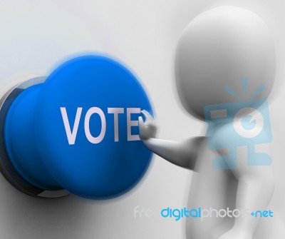 Vote Pressed Means Choosing Electing Or Poll Stock Image