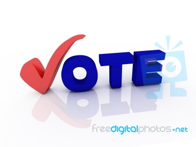 Vote Text With Check Mark  Stock Image