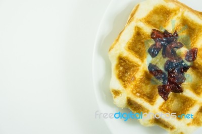 Waffle Isolated On White Background Stock Photo