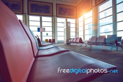 Waiting Chairs Zone In Airport Stock Photo