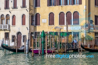 Waiting For A Gondolier In Venice Stock Photo