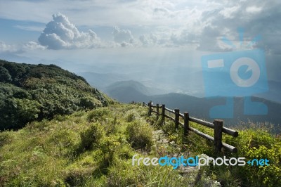 Walk Way On Mountain Stock Photo