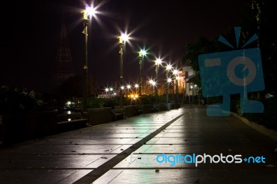 Walking The Streets At Night Stock Photo