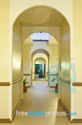 Walkway In Modern Building Stock Photo