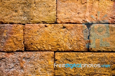 Wall Made From Red Solid Bricks Stock Photo