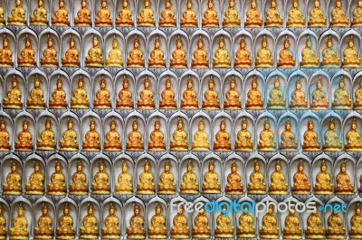 Wall Of Kuan Yin Statues Stock Photo