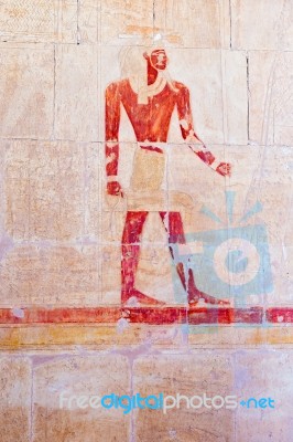 Wall Paintings In Temple Of Hatshepsut In Egypt Stock Photo